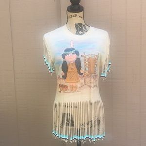 Sz S Sunbelt Indian Girl Beaded T Shirt
